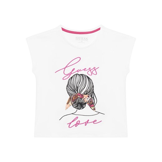 Guess T-Shirt J5GI25 K6YW4 Biały Regular Fit ze sklepu MODIVO w kategorii Bluzki dziewczęce - zdjęcie 182677761