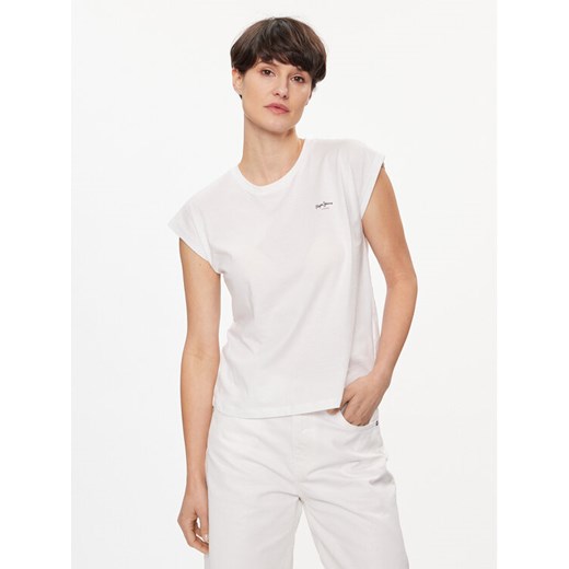 Pepe Jeans T-Shirt Lory PL505853 Biały Regular Fit ze sklepu MODIVO w kategorii Bluzki damskie - zdjęcie 182677823