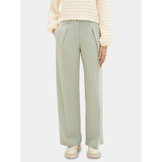 Tom Tailor Spodnie materiałowe 1040686 Zielony Wide Leg ze sklepu MODIVO w kategorii Spodnie damskie - zdjęcie 182677844