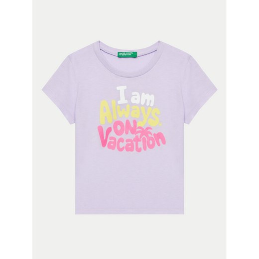 United Colors Of Benetton T-Shirt 3096G10ES Fioletowy Regular Fit ze sklepu MODIVO w kategorii Bluzki dziewczęce - zdjęcie 182677982