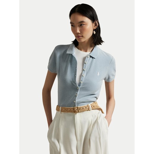 Polo Ralph Lauren Polo 211965095003 Błękitny Slim Fit ze sklepu MODIVO w kategorii Bluzki damskie - zdjęcie 182678043