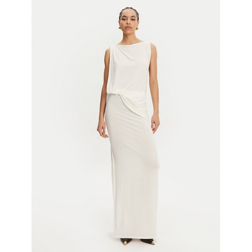 JACQUEMUS Sukienka wieczorowa La Robe Peplo Longue 25E251DR2302381 100 Biały Regular Fit ze sklepu MODIVO w kategorii Sukienki - zdjęcie 182678084