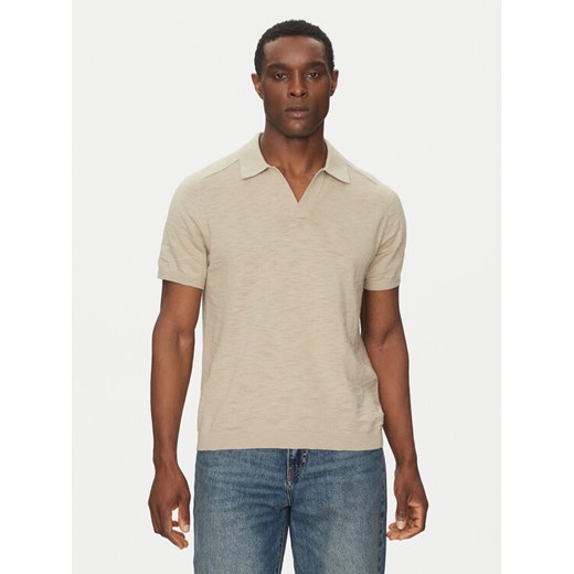 Calvin Klein Polo K10K114087 Beżowy Regular Fit ze sklepu MODIVO w kategorii T-shirty męskie - zdjęcie 182678220