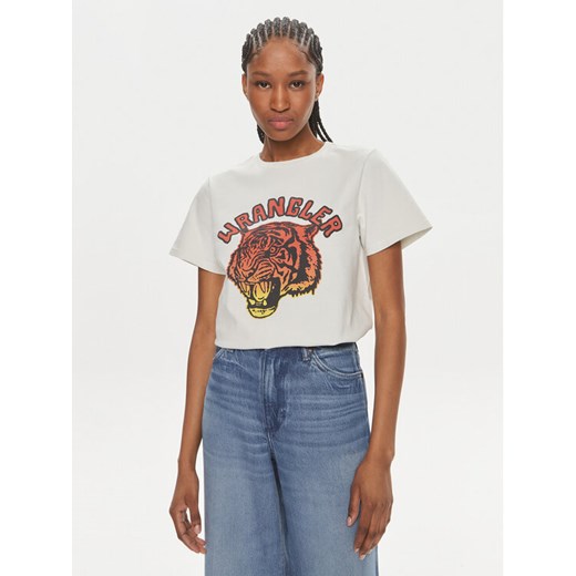 Wrangler T-Shirt 112350282 Biały Regular Fit ze sklepu MODIVO w kategorii Bluzki damskie - zdjęcie 182678263