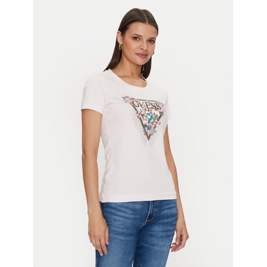 Guess T-Shirt Cherry Flower W4YI26 J1314 Różowy Slim Fit ze sklepu MODIVO w kategorii Bluzki damskie - zdjęcie 182678314