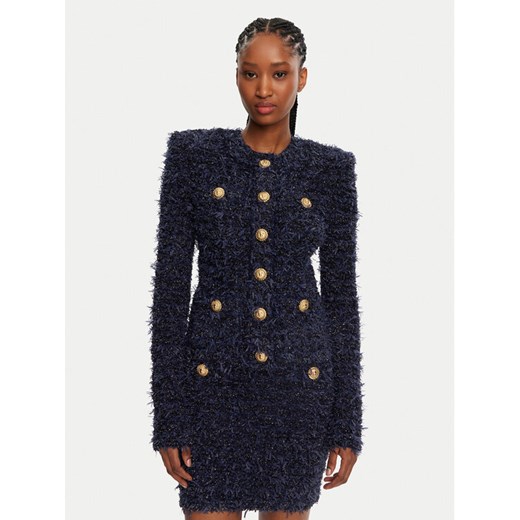 Balmain Kardigan DF0SK249KH74 Granatowy Regular Fit ze sklepu MODIVO w kategorii Swetry damskie - zdjęcie 182678350