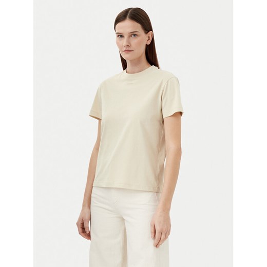 Calvin Klein T-Shirt Nano Logo K20K207519 Beżowy Regular Fit ze sklepu MODIVO w kategorii Bluzki damskie - zdjęcie 182678751