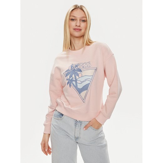 Guess Bluza W4GQ11 KBK32 Różowy Relaxed Fit ze sklepu MODIVO w kategorii Bluzy damskie - zdjęcie 182678891