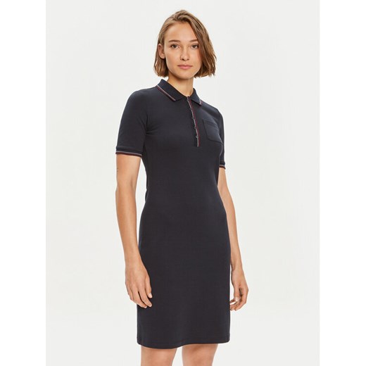 Tommy Hilfiger Sukienka codzienna Slim RWb Tipping Polo 1/2SLV DRS WW0WW42114 Granatowy Slim Fit ze sklepu MODIVO w kategorii Sukienki - zdjęcie 182679554