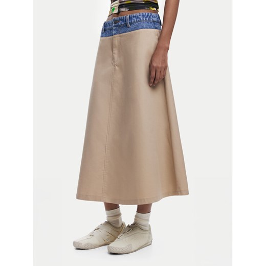 Desigual Spódnica trapezowa Barcelo 25SWFW12 Beżowy Regular Fit ze sklepu MODIVO w kategorii Spódnice - zdjęcie 182679603