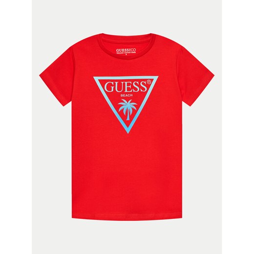 Guess T-Shirt L4GI33 J1311 Czerwony Regular Fit ze sklepu MODIVO w kategorii T-shirty chłopięce - zdjęcie 182679922