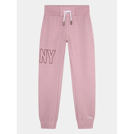 DKNY Spodnie dresowe D54000 S Różowy Regular Fit ze sklepu MODIVO w kategorii Spodnie dziewczęce - zdjęcie 182680073