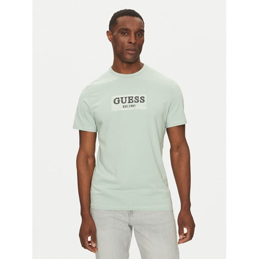 Guess T-Shirt M5GI19 J1314 Zielony Regular Fit ze sklepu MODIVO w kategorii T-shirty męskie - zdjęcie 182680173