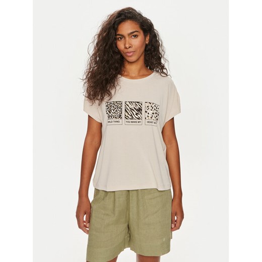 ONLY T-Shirt Free 15293567 Beżowy Regular Fit ze sklepu MODIVO w kategorii Bluzki damskie - zdjęcie 182680242