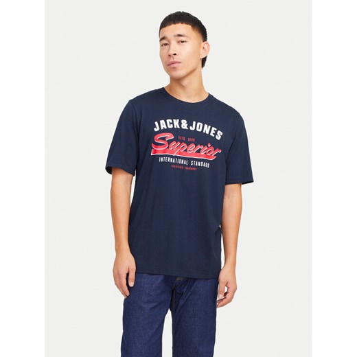 Jack&Jones T-Shirt Logo 12268267 Granatowy Standard Fit ze sklepu MODIVO w kategorii T-shirty męskie - zdjęcie 182680262