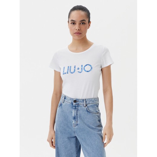 Liu Jo Beachwear T-Shirt VA5154 JS003 Biały Regular Fit ze sklepu MODIVO w kategorii Bluzki damskie - zdjęcie 182680324