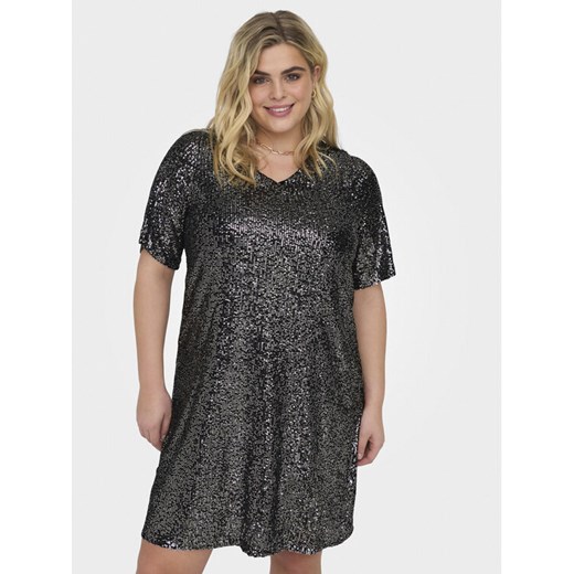ONLY Carmakoma Sukienka koktajlowa Sparkly 15308045 Czarny Regular Fit ze sklepu MODIVO w kategorii Sukienki - zdjęcie 182680372