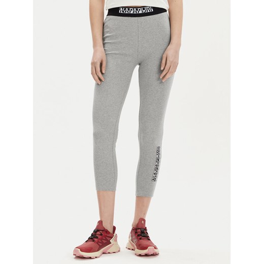 Napapijri Legginsy M-Box NP0A4GKT Szary Slim Fit ze sklepu MODIVO w kategorii Spodnie damskie - zdjęcie 182680404