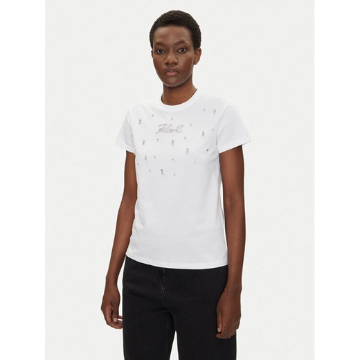 KARL LAGERFELD T-Shirt A2W17120 Biały Regular Fit ze sklepu MODIVO w kategorii Bluzki damskie - zdjęcie 182680560