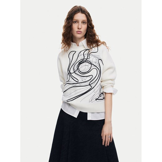 Desigual Sweter Montpellier Lacroix 24WWJF55 Biały Loose Fit ze sklepu MODIVO w kategorii Swetry damskie - zdjęcie 182680654