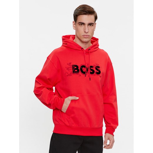 Boss Bluza Sullivan 119_Lny 50510129 Czerwony Regular Fit ze sklepu MODIVO w kategorii Bluzy męskie - zdjęcie 182680852