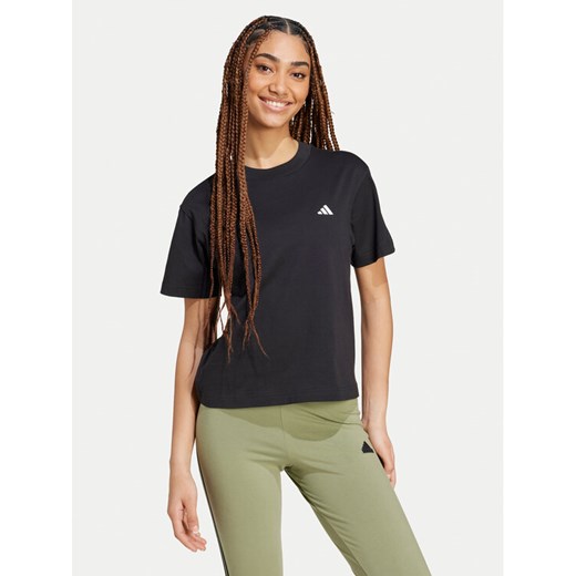 adidas T-Shirt Essentials Small Logo JH3690 Czarny Slim Fit ze sklepu MODIVO w kategorii Bluzki damskie - zdjęcie 182680853