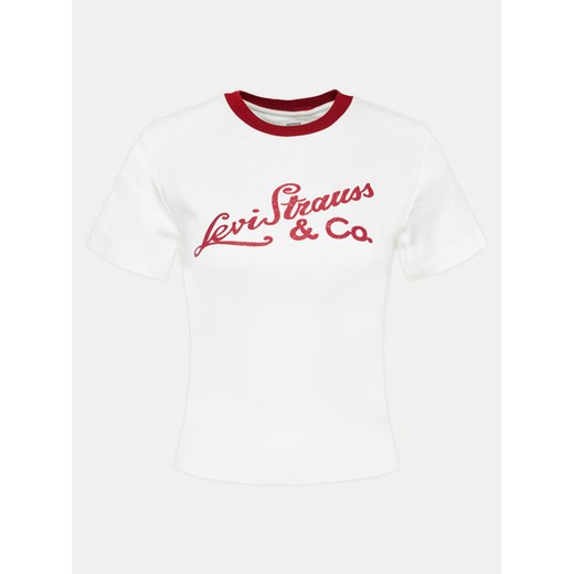 Levi's® T-Shirt Essential Sporty A8798-0023 Écru Slim Fit ze sklepu MODIVO w kategorii Bluzki damskie - zdjęcie 182681090