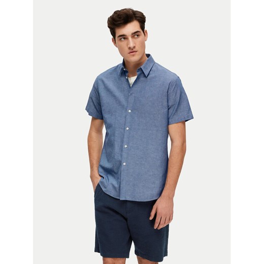 Selected Homme Koszula New Linen 16079053 Niebieski Regular Fit ze sklepu MODIVO w kategorii Koszule męskie - zdjęcie 182681191