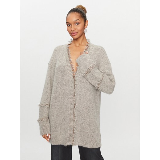 TWINSET Kardigan 232TT3231 Szary Loose Fit ze sklepu MODIVO w kategorii Swetry damskie - zdjęcie 182681403