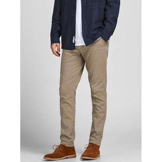 Jack&Jones Spodnie materiałowe Marco Dave 12174307 Beżowy Slim Fit ze sklepu MODIVO w kategorii Spodnie męskie - zdjęcie 182681904