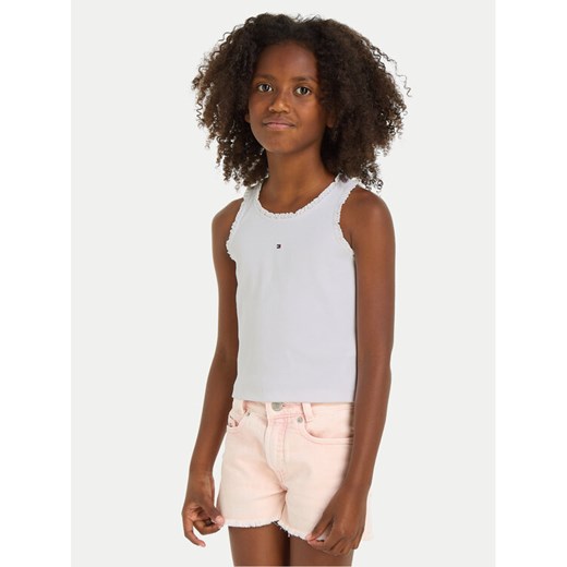 Tommy Hilfiger Top Essential KG0KG07905 Biały Regular Fit ze sklepu MODIVO w kategorii Bluzki dziewczęce - zdjęcie 182682020