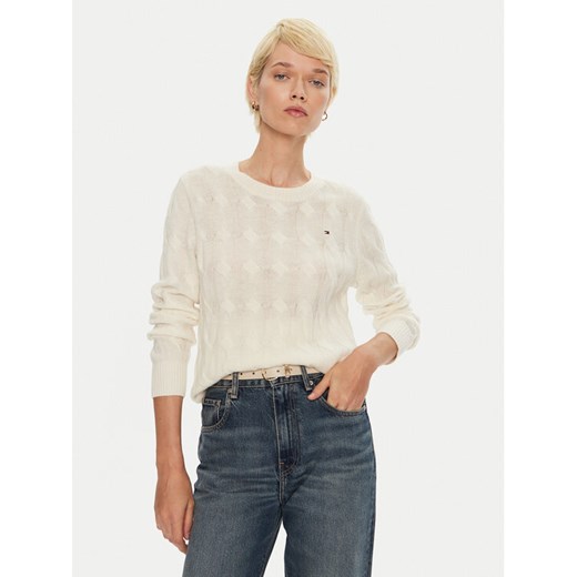 Tommy Hilfiger Sweter WW0WW43586 Écru Regular Fit ze sklepu MODIVO w kategorii Swetry damskie - zdjęcie 182682143