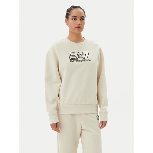 EA7 Emporio Armani Bluza 7W000100 AF10377 U1079 Beżowy Loose Fit ze sklepu MODIVO w kategorii Bluzy damskie - zdjęcie 182682492