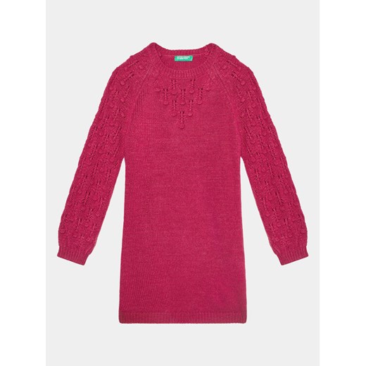United Colors Of Benetton Sukienka dzianinowa 1UTKCV002 Różowy Regular Fit ze sklepu MODIVO w kategorii Sukienki dziewczęce - zdjęcie 182682541