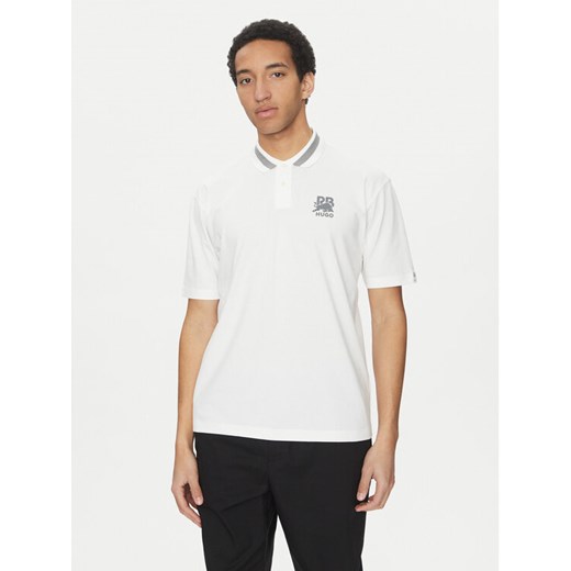 HUGO Polo Dodac_RB 50542748 Biały Regular Fit ze sklepu MODIVO w kategorii T-shirty męskie - zdjęcie 182682732