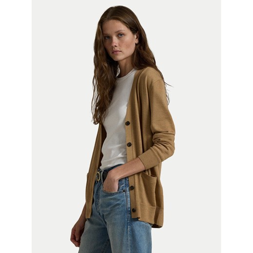 Polo Ralph Lauren Kardigan 211956233001 Beżowy Relaxed Fit ze sklepu MODIVO w kategorii Swetry damskie - zdjęcie 182682963