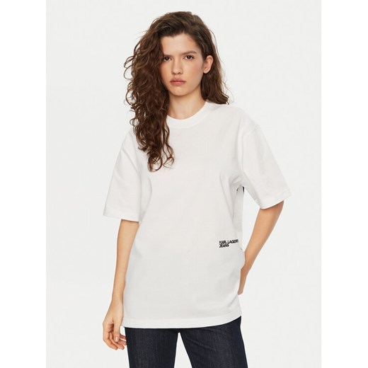 Karl Lagerfeld Jeans T-Shirt A1W17030 Biały Relaxed Fit ze sklepu MODIVO w kategorii Bluzki damskie - zdjęcie 182682970
