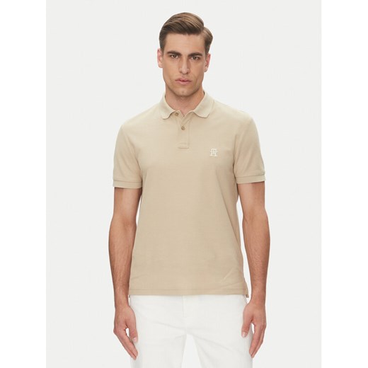 Tommy Hilfiger Polo MW0MW33167 Beżowy Regular Fit ze sklepu MODIVO w kategorii T-shirty męskie - zdjęcie 182683012