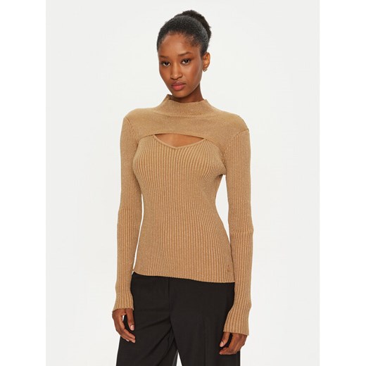 ARTIGLI Sweter ACMA000070 Złoty Slim Fit ze sklepu MODIVO w kategorii Swetry damskie - zdjęcie 182683174