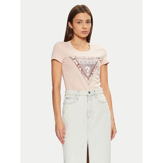 Guess T-Shirt W5RI22 J1314 Écru Regular Fit ze sklepu MODIVO w kategorii Bluzki damskie - zdjęcie 182683250