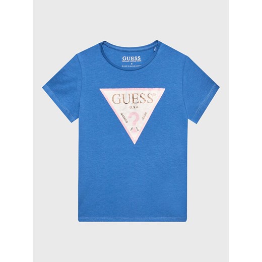 Guess T-Shirt K3GI27 K6YW1 Niebieski Regular Fit ze sklepu MODIVO w kategorii Bluzki dziewczęce - zdjęcie 182683361