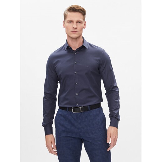Calvin Klein Koszula K10K112305 Granatowy Slim Fit ze sklepu MODIVO w kategorii Koszule męskie - zdjęcie 182683442