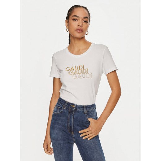 Gaudi T-Shirt 421BD64034 Biały Regular Fit ze sklepu MODIVO w kategorii Bluzki damskie - zdjęcie 182683463
