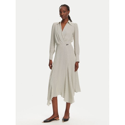 Elisabetta Franchi Sukienka koszulowa AB86552E2 E84 Écru Regular Fit ze sklepu MODIVO w kategorii Sukienki - zdjęcie 182683481