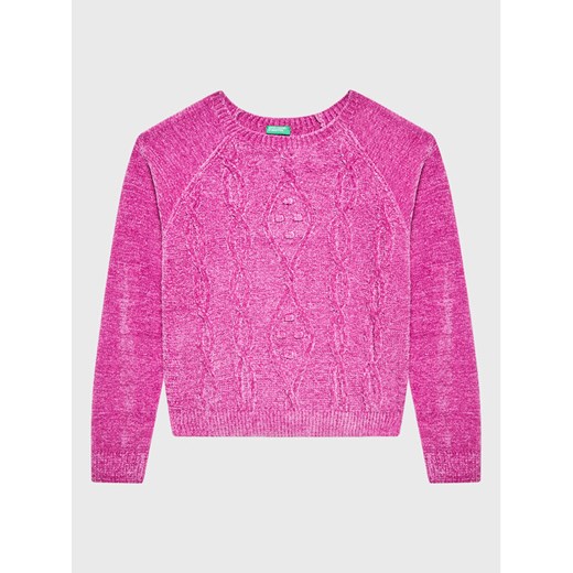 United Colors Of Benetton Sweter 1027C101P Różowy Regular Fit ze sklepu MODIVO w kategorii Swetry dziewczęce - zdjęcie 182683644