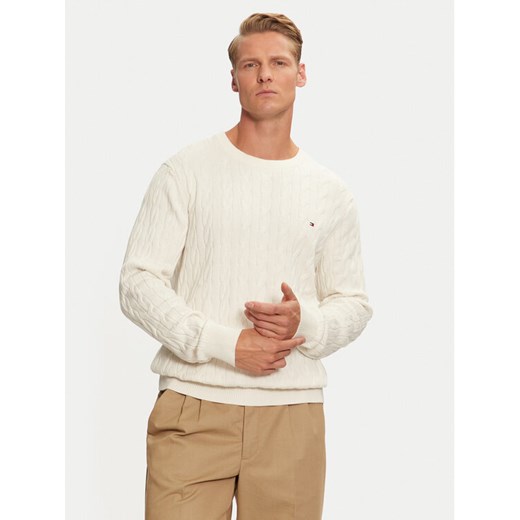 Tommy Hilfiger Sweter MW0MW33132 Biały Regular Fit ze sklepu MODIVO w kategorii Swetry męskie - zdjęcie 182683722