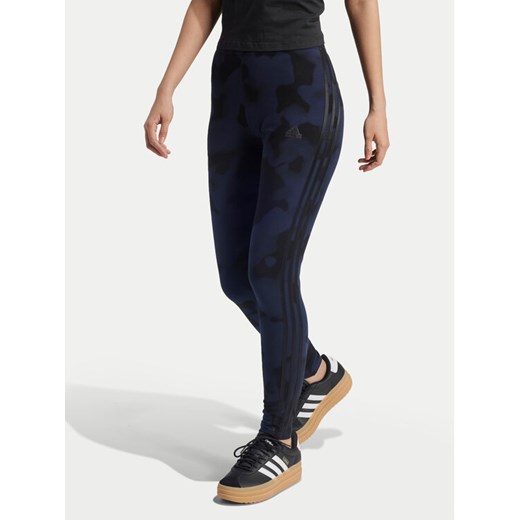 adidas Legginsy Future Icons 3-Stripes IW7713 Granatowy Slim Fit ze sklepu MODIVO w kategorii Spodnie damskie - zdjęcie 182683893
