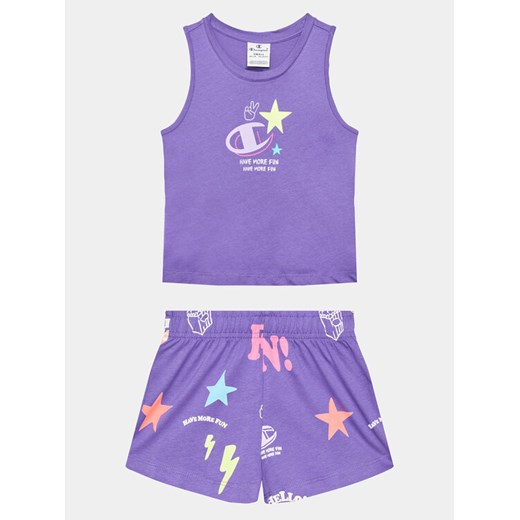 Champion Komplet t-shirt i spodenki 404680 Fioletowy Regular Fit ze sklepu MODIVO w kategorii Komplety dziewczęce - zdjęcie 182683930