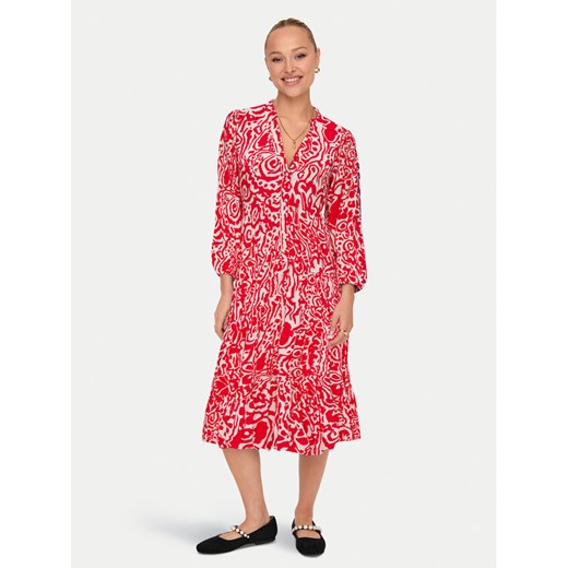ONLY Sukienka koszulowa Milana 15308233 Czerwony Loose Fit ze sklepu MODIVO w kategorii Sukienki - zdjęcie 182683963