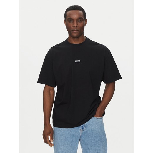 HUGO T-Shirt Nalono 50509776 Czarny Loose Fit ze sklepu MODIVO w kategorii T-shirty męskie - zdjęcie 182683972